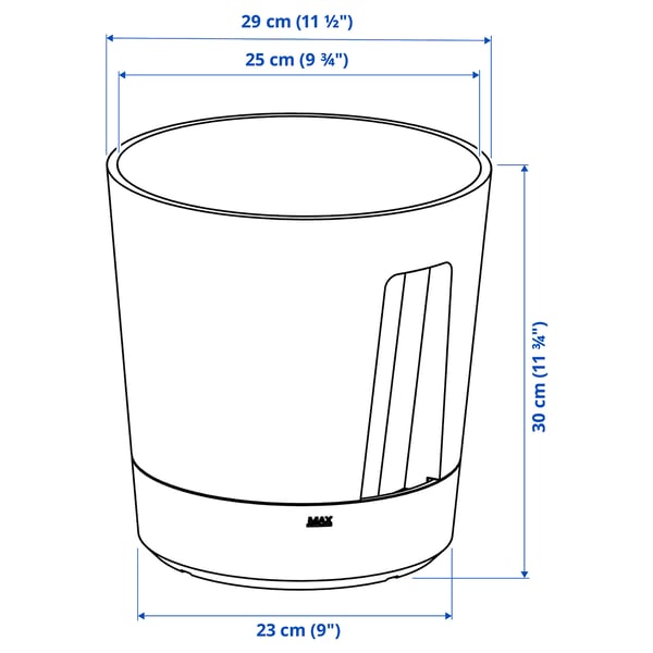 VÅRDTRÄD self-watering plant pot, in/outdoor transparent/anthracite, 24 cm