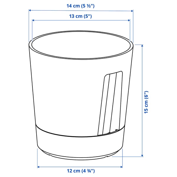 VÅRDTRÄD self-watering plant pot, in/outdoor transparent/anthracite, 12 cm