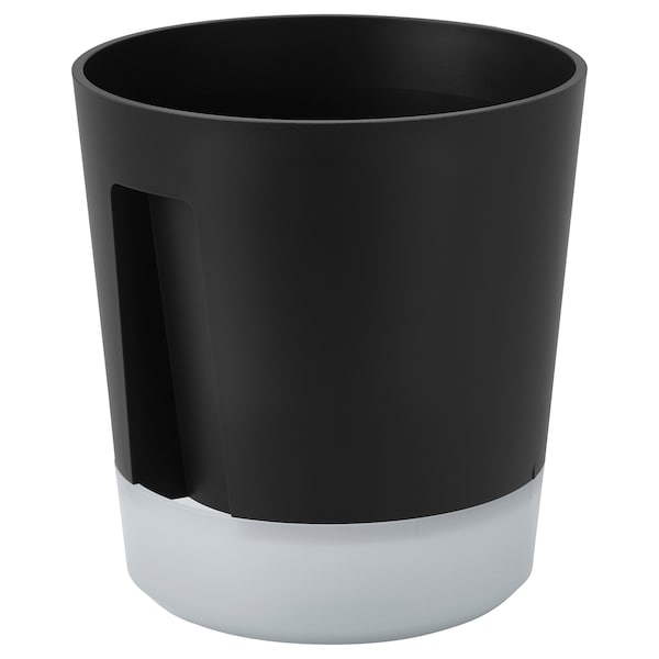 VÅRDTRÄD self-watering plant pot, in/outdoor transparent/anthracite, 15 cm