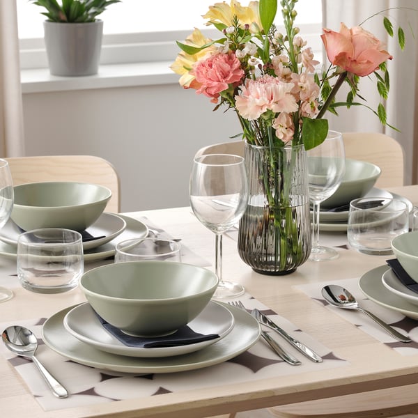 VÅRKLYNNE place mat, patterned black/white, 36x29 cm