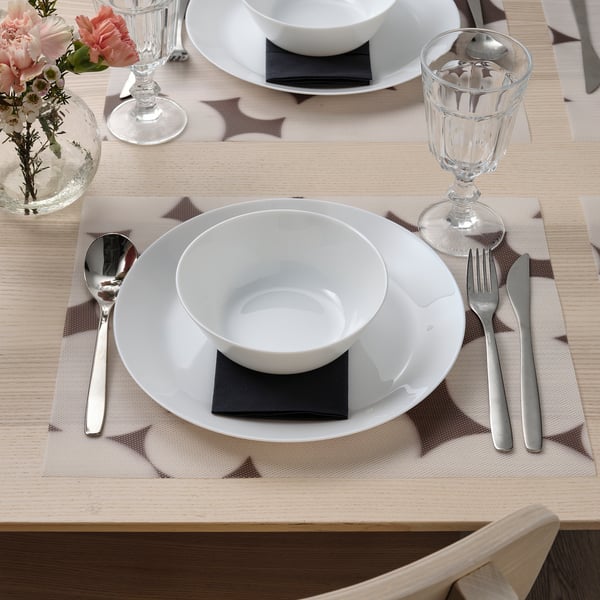 VÅRKLYNNE place mat, patterned black/white, 36x29 cm
