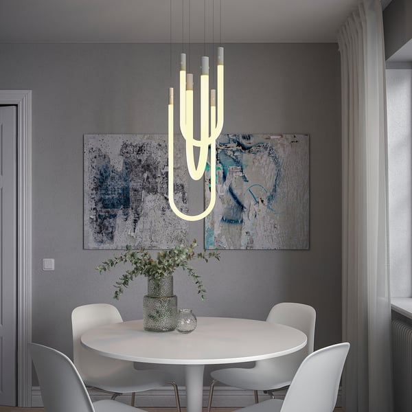 VARMBLIXT LED pendant lamp, white frosted glass, 46 cm