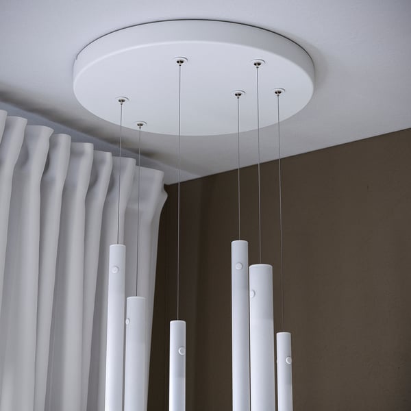 VARMBLIXT LED pendant lamp, white frosted glass, 46 cm