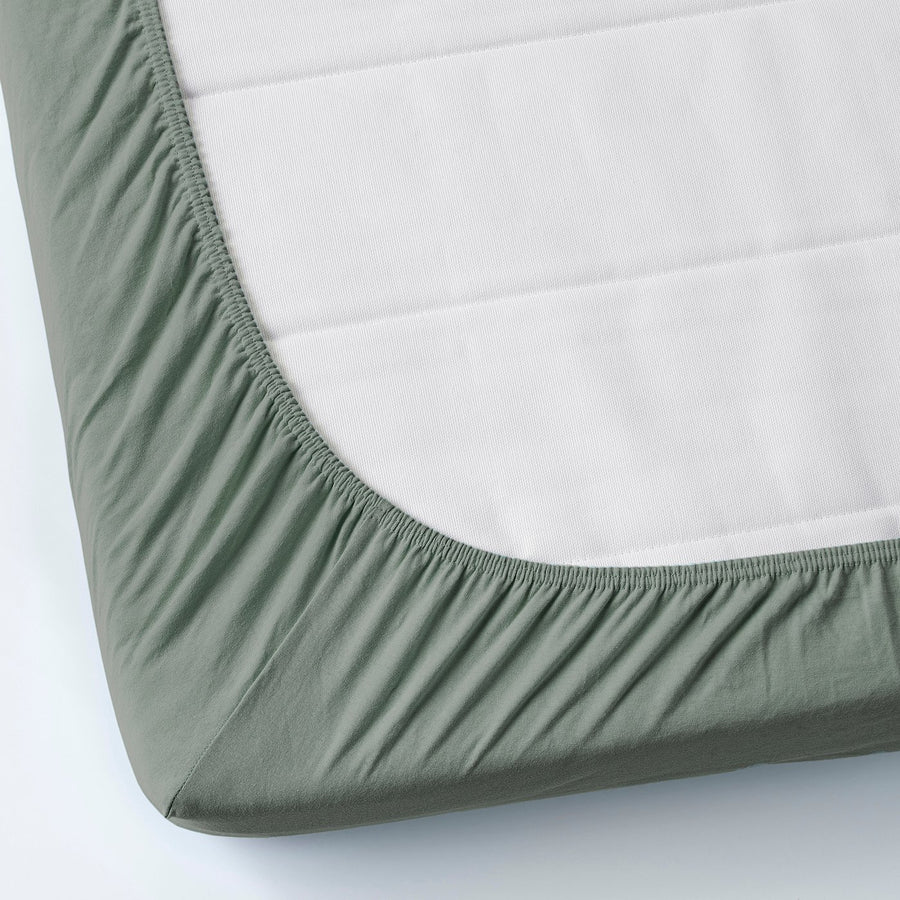 VÅRVIAL fitted sheet for day-bed, grey-green, 80x200 cm