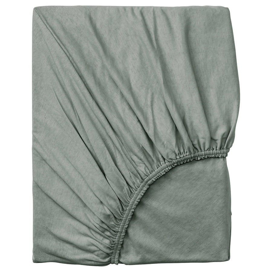 VÅRVIAL fitted sheet for day-bed, grey-green, 80x200 cm