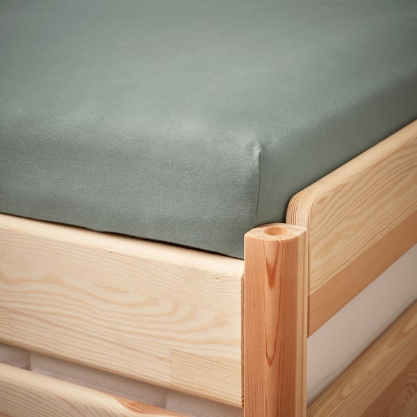 VÅRVIAL fitted sheet for day-bed, grey-green, 80x200 cm