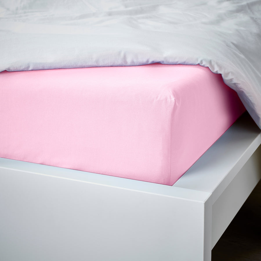 VÅRVIAL fitted sheet, pink, 140x200 cm