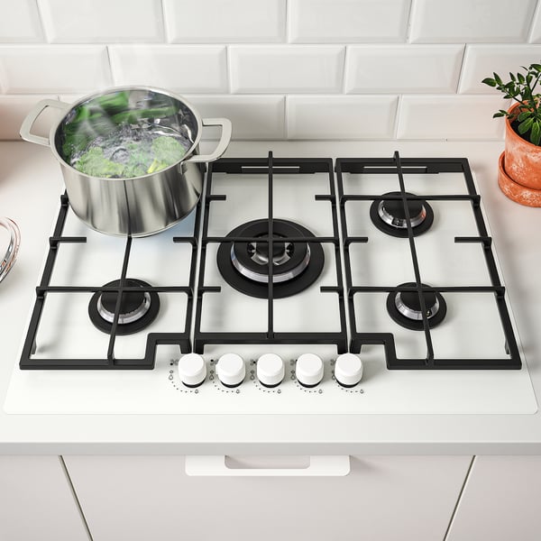 VASASTAN gas hob, IKEA 700 glass/white, 74 cm