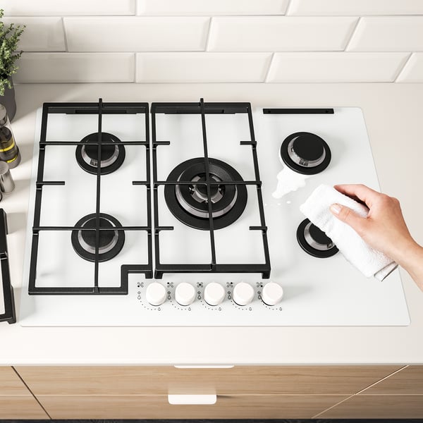 VASASTAN gas hob, IKEA 700 glass/white, 74 cm