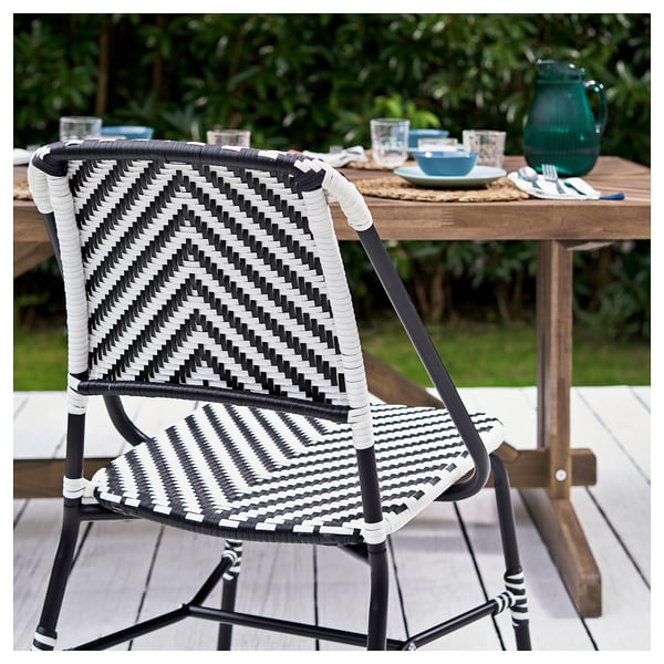 VASSHOLMEN chair, in/outdoor, black/white, 46x92x60 cm