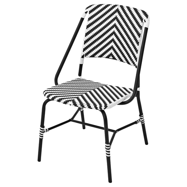 VASSHOLMEN chair, in/outdoor, black/white, 46x92x60 cm