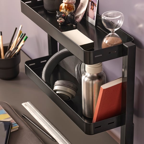 VATTENKAR desktop shelf, black, 49x15 cm
