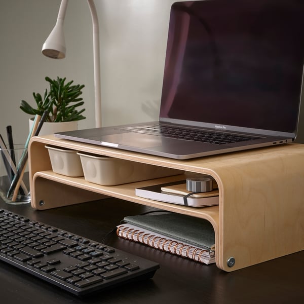 VATTENKAR laptop/monitor stand, birch, 52x26 cm