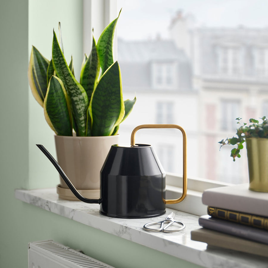 VATTENKRASSE watering can, black/gold-colour, 2.0 l