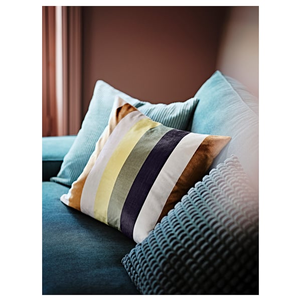 VATTENVÄN cushion cover, beige/striped, 50x50 cm
