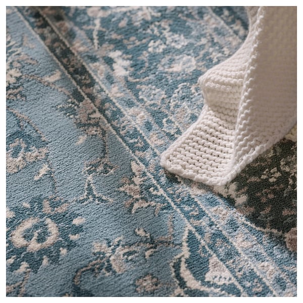 VEDBÄK rug, low pile, blue, 133x195 cm