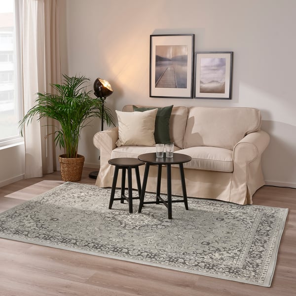 VEDBÄK rug, low pile, light grey, 170x230 cm