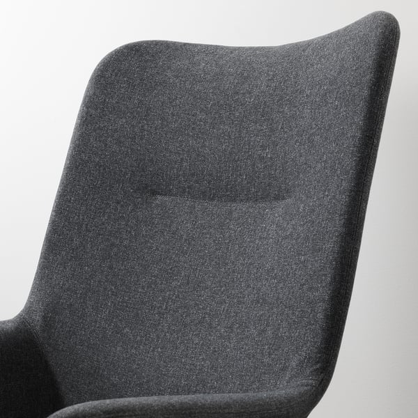 VEDBO high-back armchair, Gunnared dark grey, 45x108x85 cm
