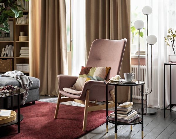 VEDBO high-back armchair, Gunnared light brown-pink, 45x108x85 cm