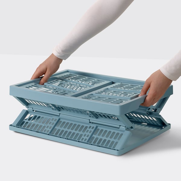 VEDKLYV folding box, light blue, 48x35x24 cm