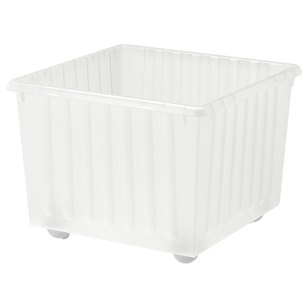 VESSLA storage crate with castors, white, 39x39 cm