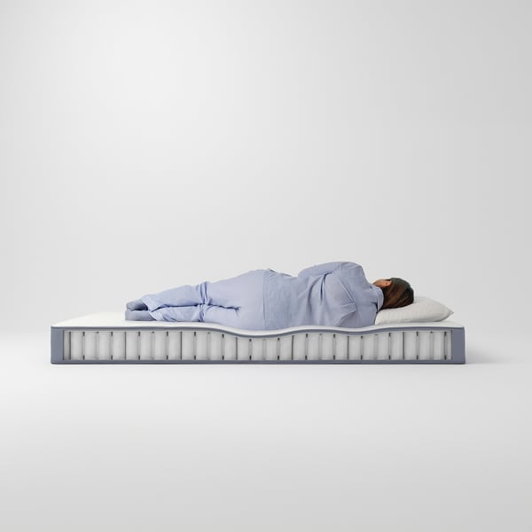 VESTERÖY pocket sprung mattress, extra firm/light blue, 90x200 cm