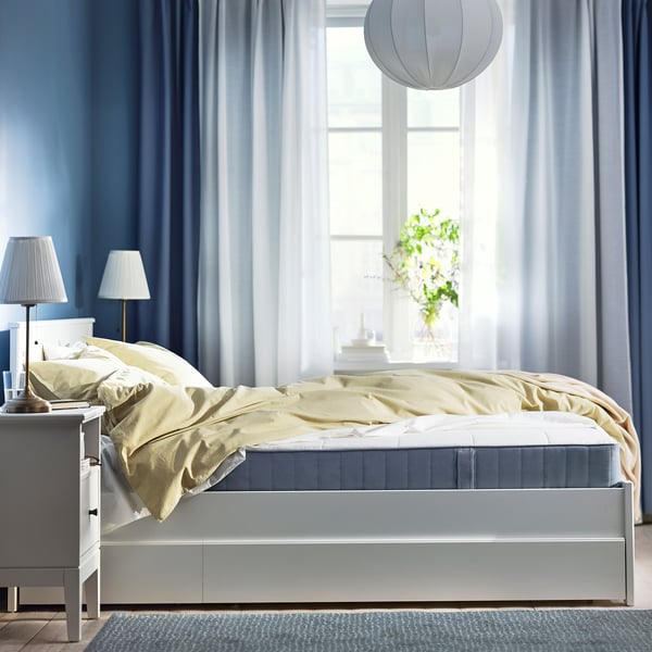 VESTMARKA sprung mattress, extra firm/light blue, 140x200 cm