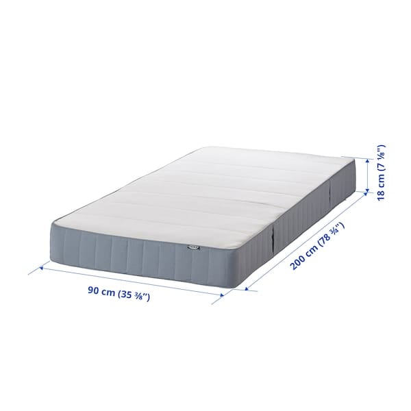 Ikea VESTMARKA - Spring mattress, extra firm/blue,90x200 cm