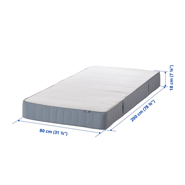 VESTMARKA sprung mattress, firm/light blue, 80x200 cm
