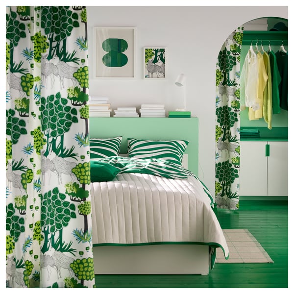 VETEJORDFLY bedspread, white/beige, 260x250 cm