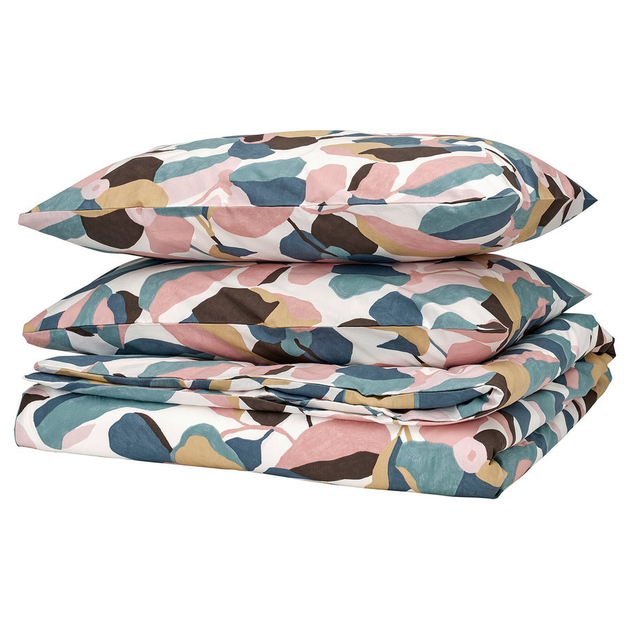 VIDEOXBÄR duvet cover and 2 pillowcases, white/multicolour, 240x220/50x80 cm