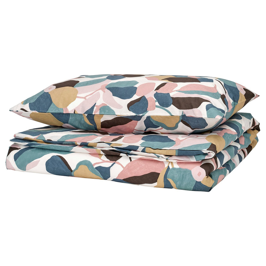 VIDEOXBÄR duvet cover and pillowcase, white/multicolour, 150x200/50x80 cm