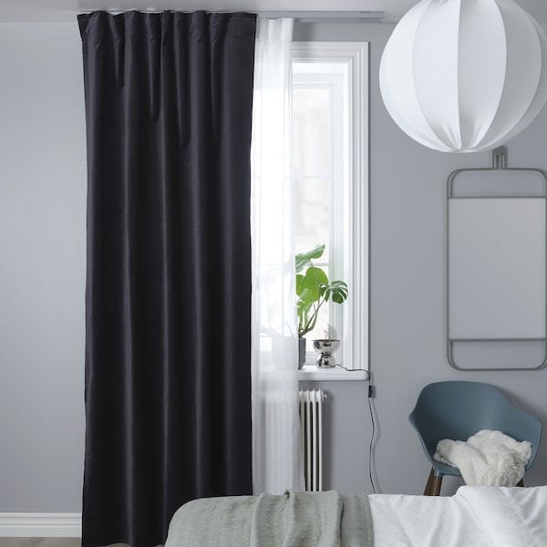 Ikea VIDGA - Ceiling curtain track set 2 tracks, silver-coloured-595.716.77