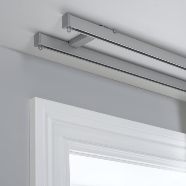 VIDGA ceiling bracket for 2 curtain rails, silver-colour