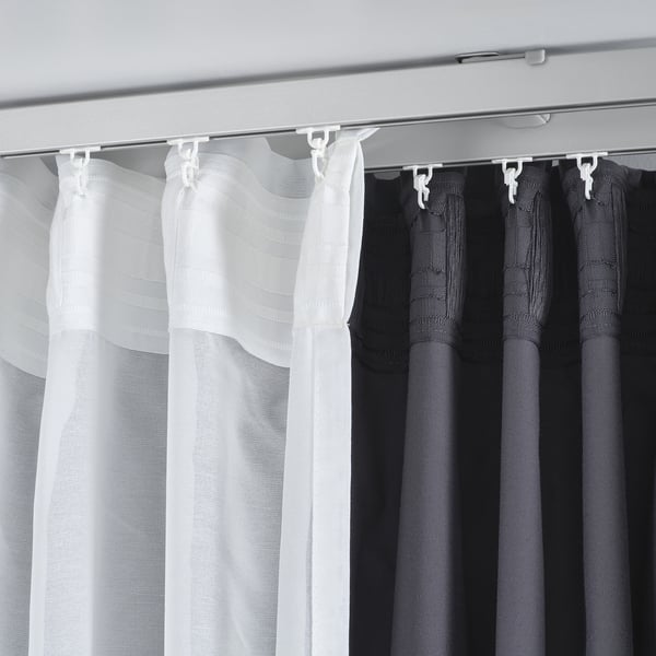 VIDGA ceiling bracket for 2 curtain rails, silver-colour