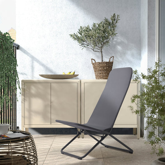 VIGGSÖ lounge chair, outdoor, foldable dark grey, 58x93x80 cm