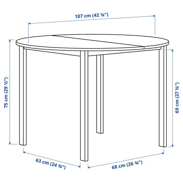 VIHALS / BUSLÄTT table and 4 chairs, white white/grey-green pine, 107 cm