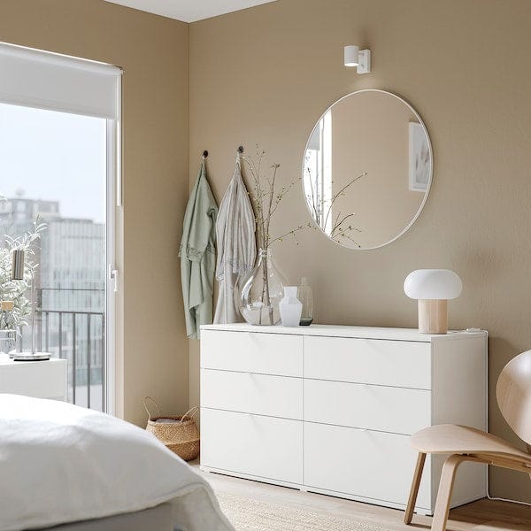 Ikea VIHALS - Chest of 6 drawers, white/anchor/unlock-function, 140x47x75 cm