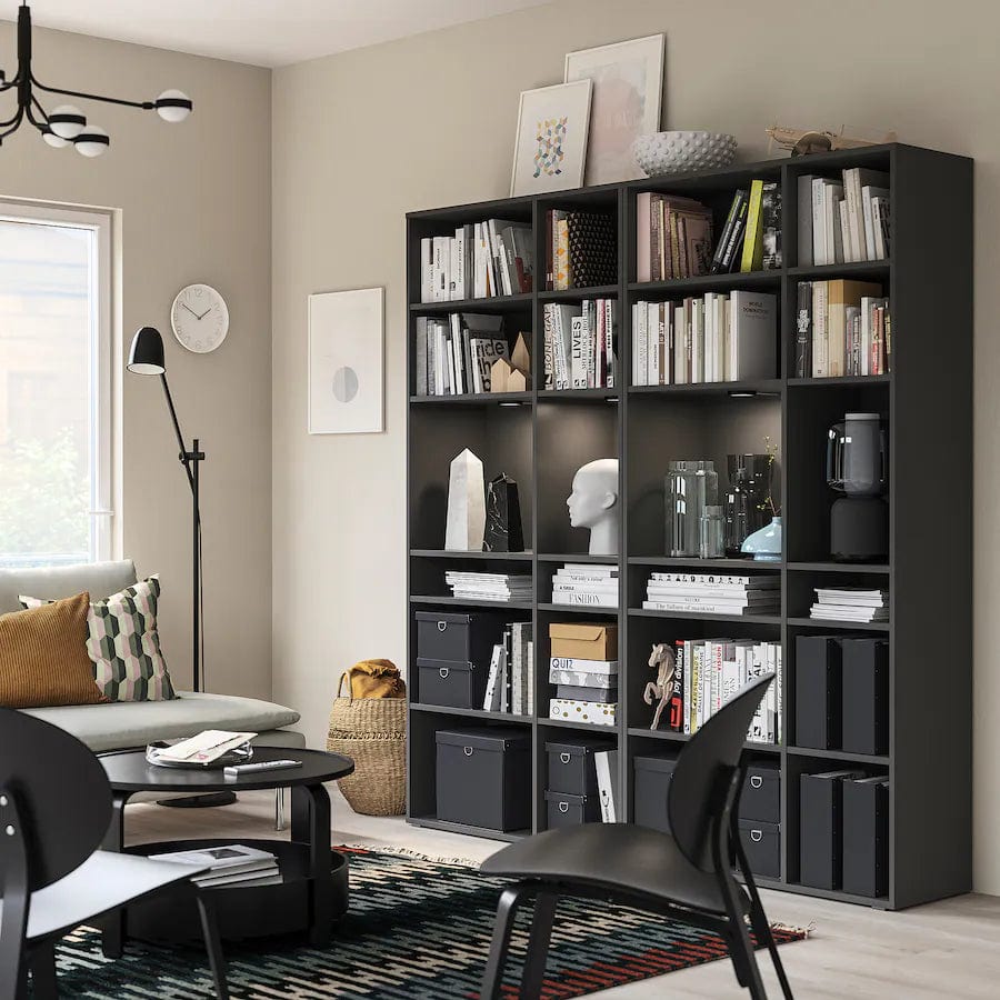 Ikea VIHALS - Shelving combination, dark grey, 190x37x200 cm