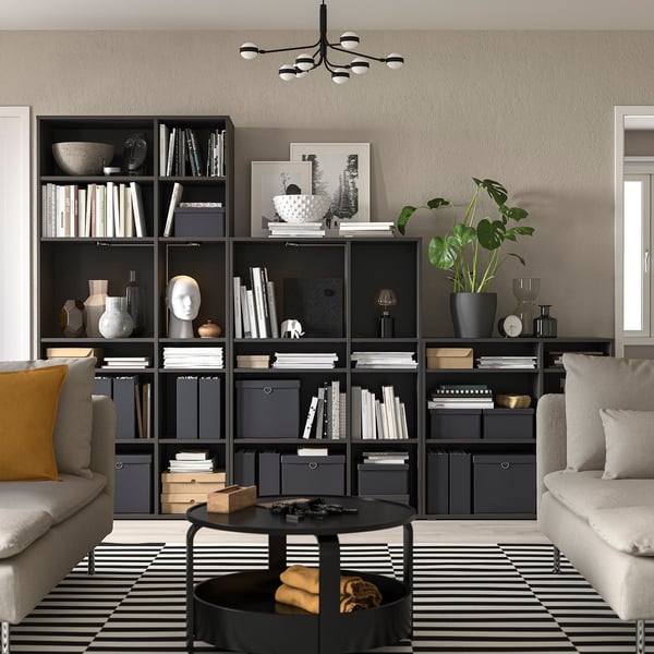 VIHALS shelving combination, dark grey, 286x37x200 cm