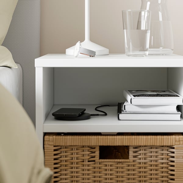 VIHALS bedside table, white, 37x37 cm