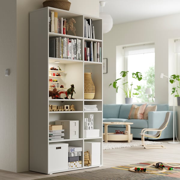 VIHALS shelving unit with 10 shelves, white, 95x37x200 cm