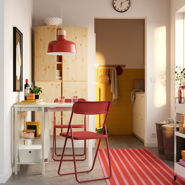 VIHALS folding chair, red, 43x80x47 cm