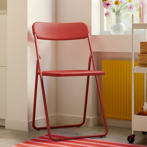 VIHALS folding chair, red, 43x80x47 cm