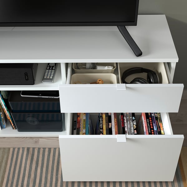VIHALS TV/storage combination, white, 216x47x120 cm