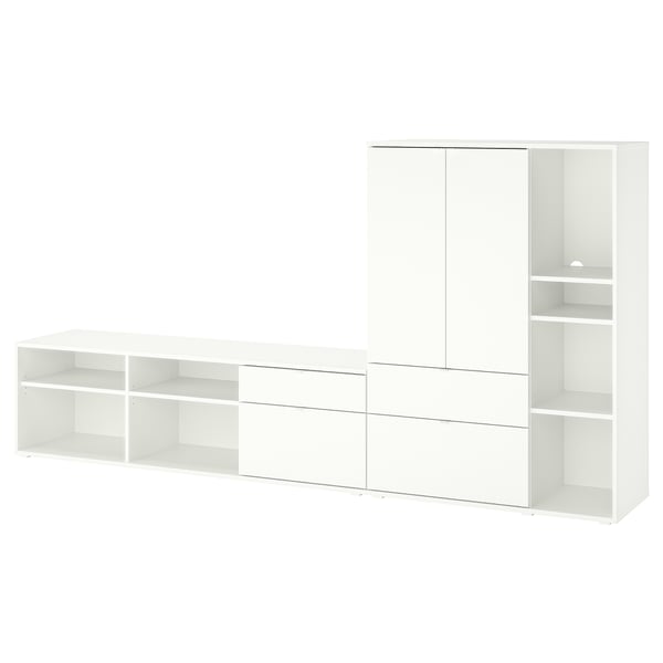 VIHALS TV/storage combination, white, 285x37x140 cm