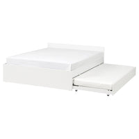VIHALS bed frame with 1 trundle bed, white/Lillhällan, 140x200 cm