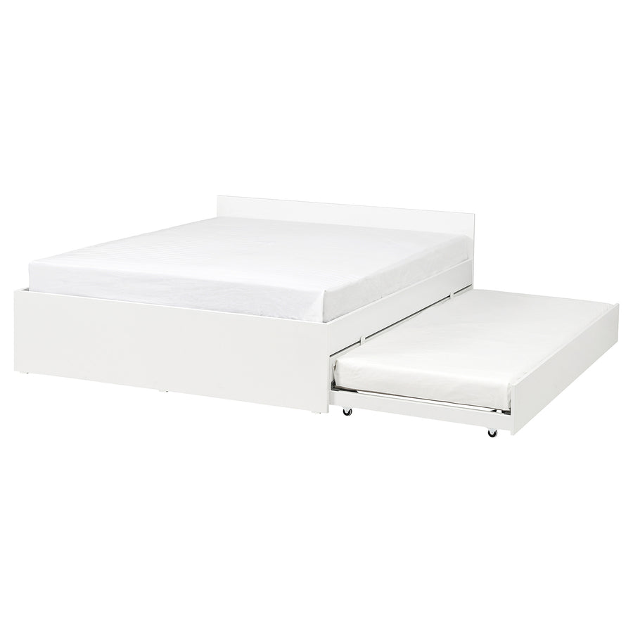 VIHALS bed frame with 1 trundle bed, white, 160x200 cm