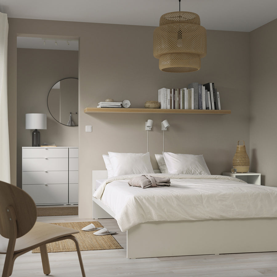 VIHALS bed frame, white/Lindbåden, 160x200 cm