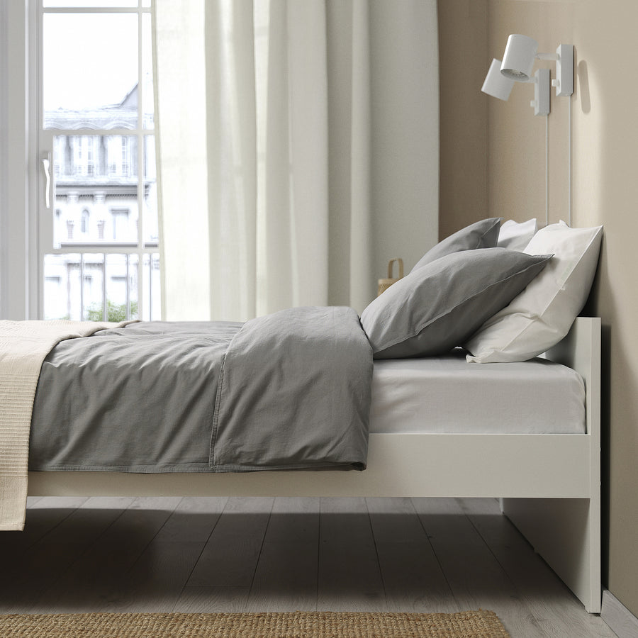 VIHALS bed frame, white/Lindbåden, 140x200 cm